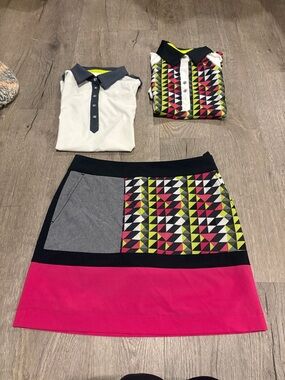 ANNIKA 3 Piece Women's Golf, Tennis Apparel: 1 Skort. 2 Polos. Size Small/2
